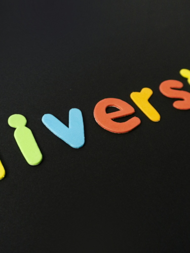 ordet diversity med olikfärgade bokstäver