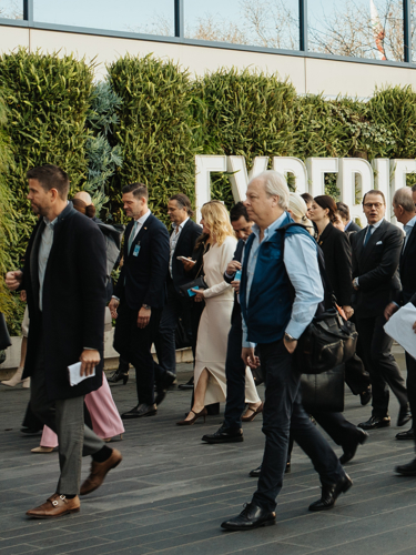 Parts of the delegation on their way into the office building