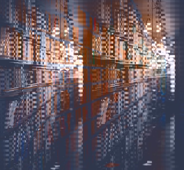 library aisle with books