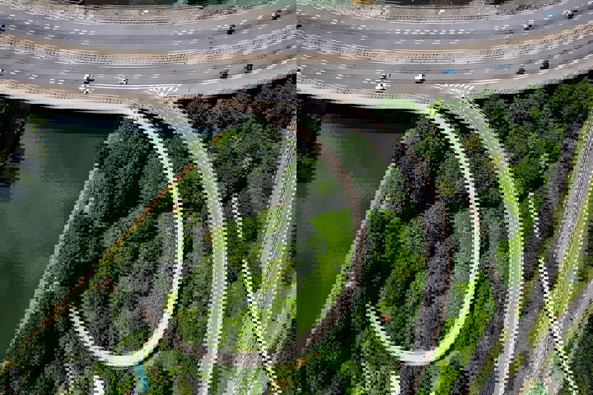 crossing roads from above