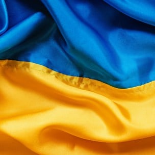 tyg i gult och blått