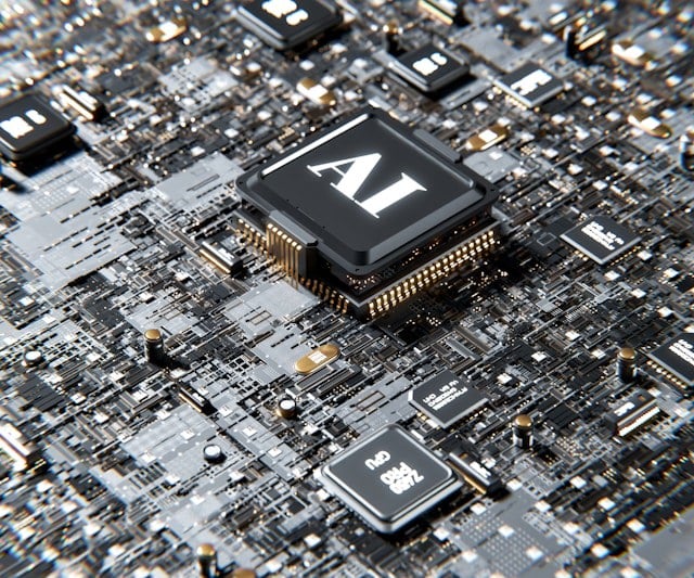 circuit board with letters AI