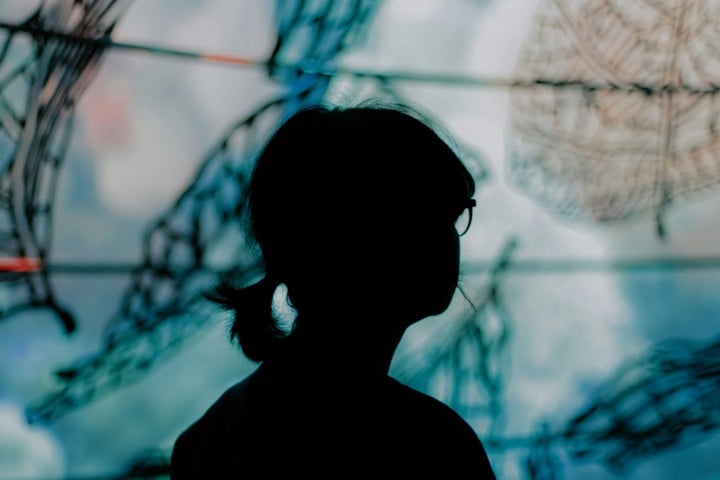 siluett av framåtblickande person bakifrån